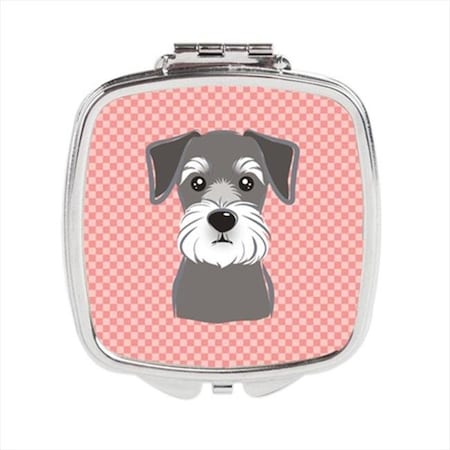 Carolines Treasures BB1206SCM Checkerboard Pink Schnauzer Compact Mirror, 2.75 x 3 x .3 In. BB1206SCM